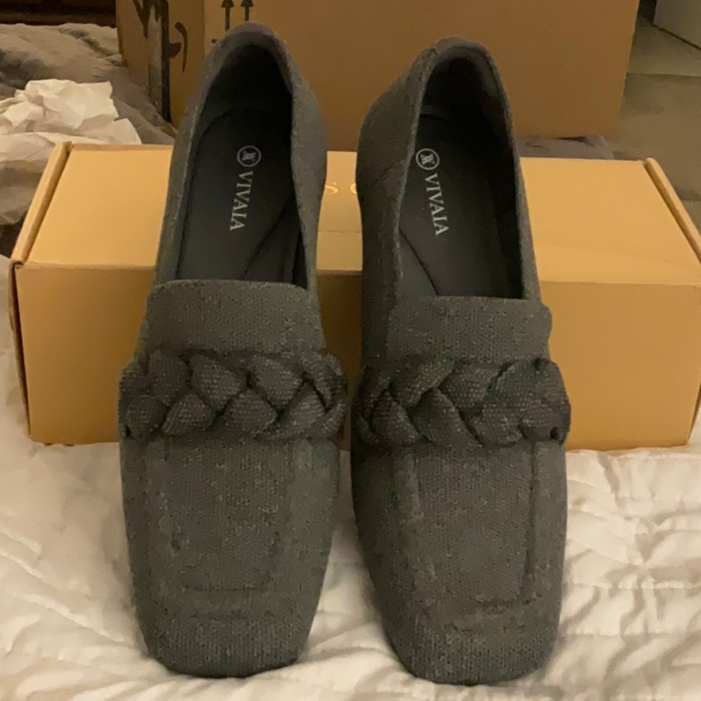 Women's Gray Loafers with Twist Design